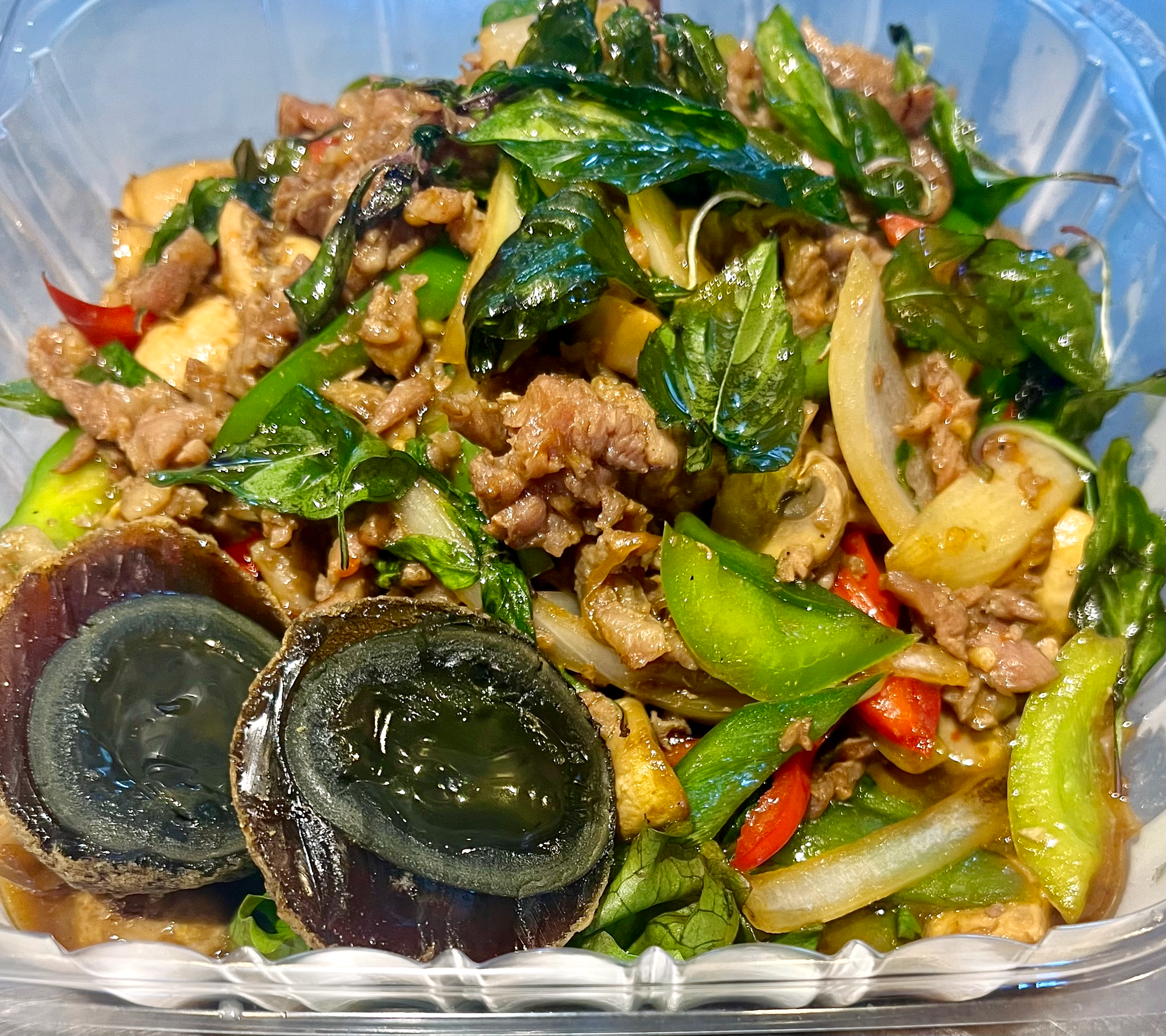 101. Spicy Basil Leaves and Crispy Basil with Preserved Egg