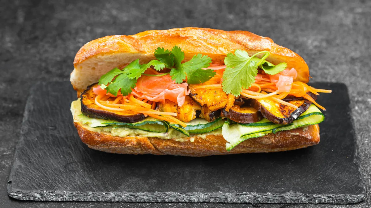 Spicy Miso Eggplant ( Vegan ) Sandwich