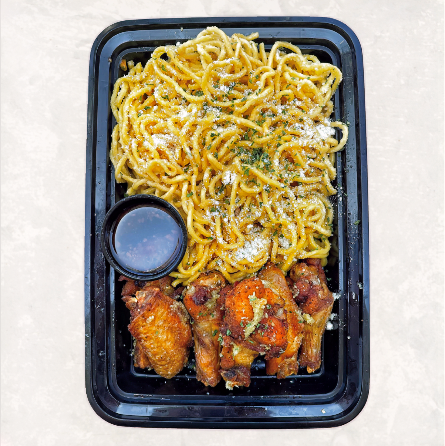 Garlic Noodles W/ Chicken Wings